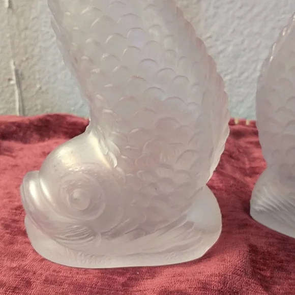 Vintage 1950s Frosted Italian  KOI Fish Decanter Vases - Picture 4 of 5
